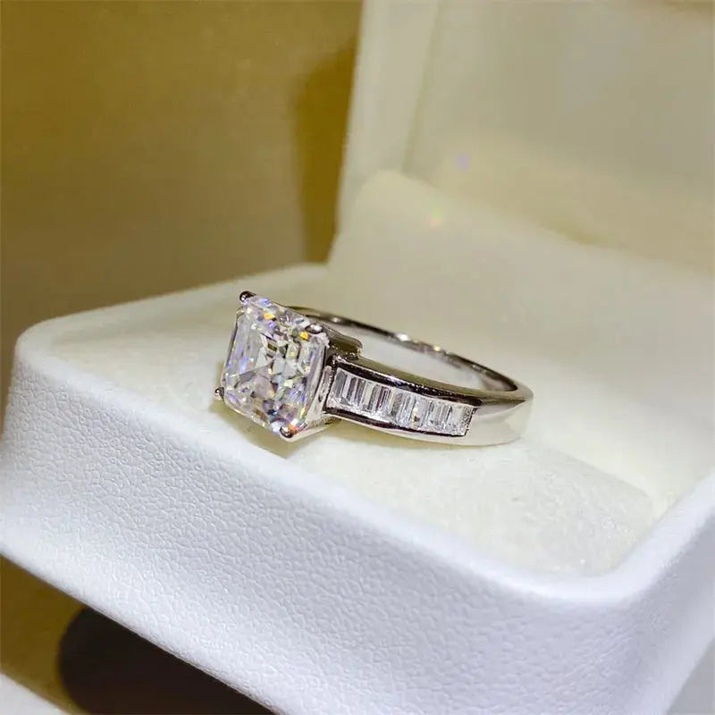 3 Carat Moissanite 925 Sterling Silver Square Shape Ring - SmileBen