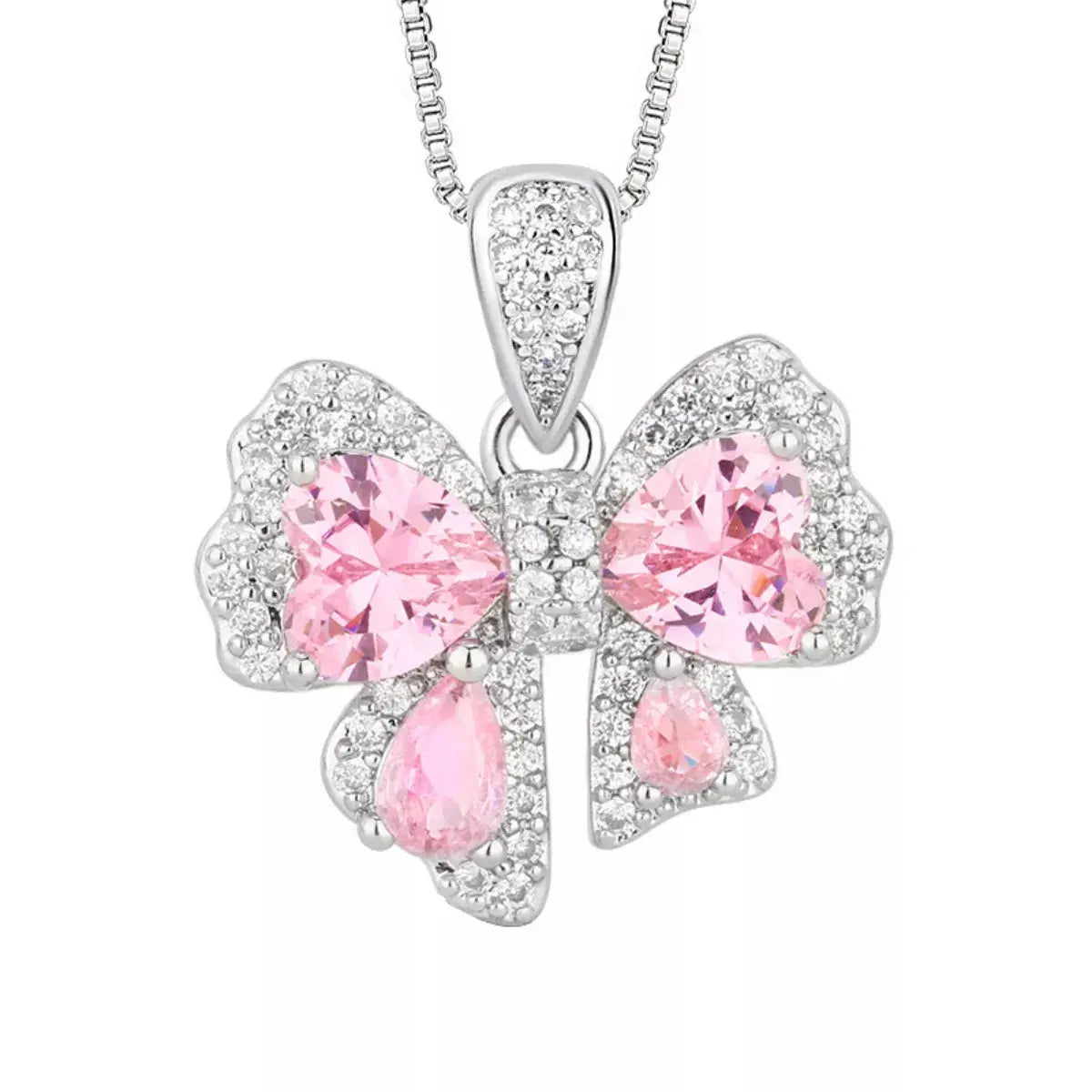 Zircon Bow Pendant Necklace - SmileBen