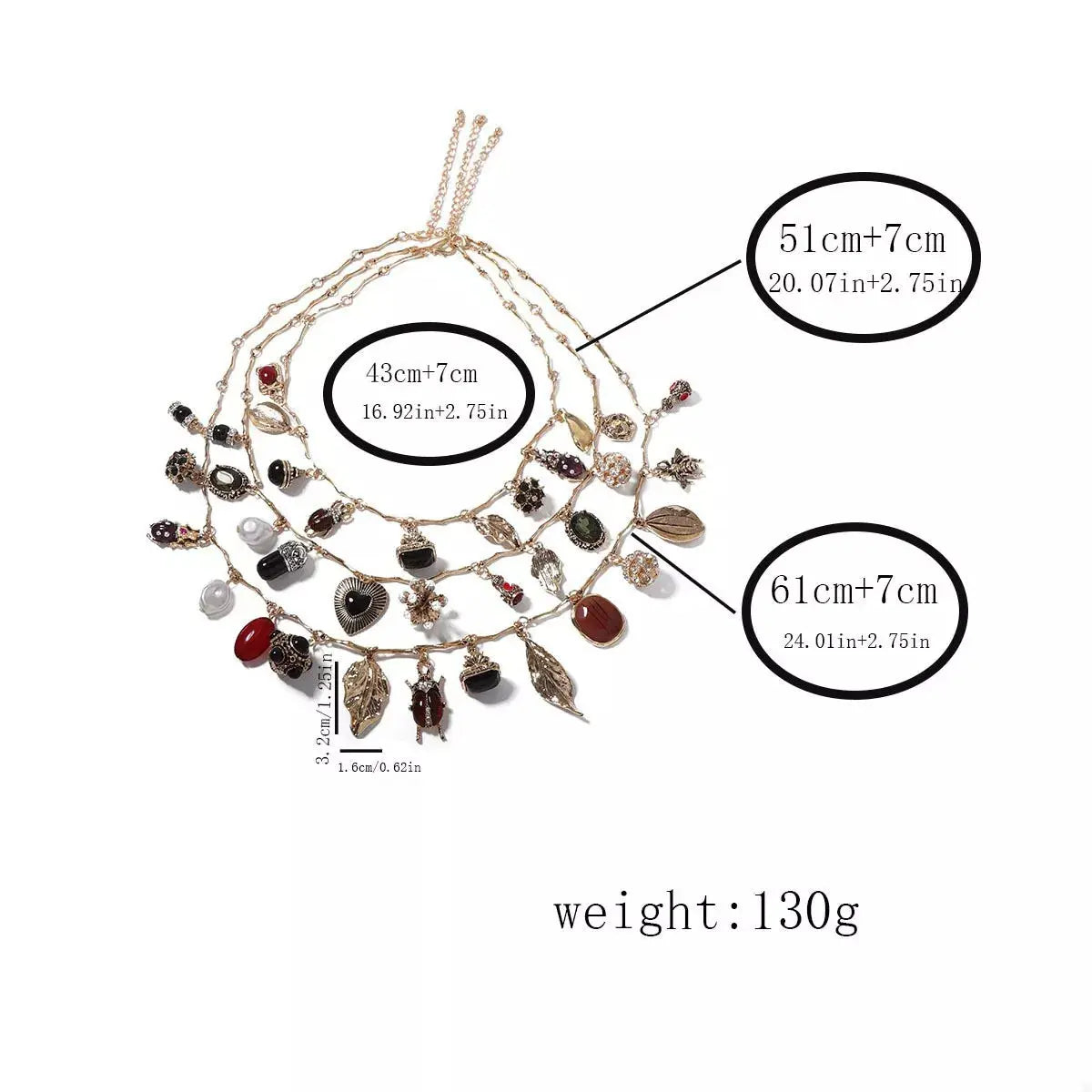 3-Piece 18K Gold-Plated Resin Gemstone Necklace - SmileBen