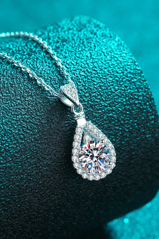 2 Carat Moissanite Teardrop Pendant 925 Sterling Silver Necklace - SmileBen