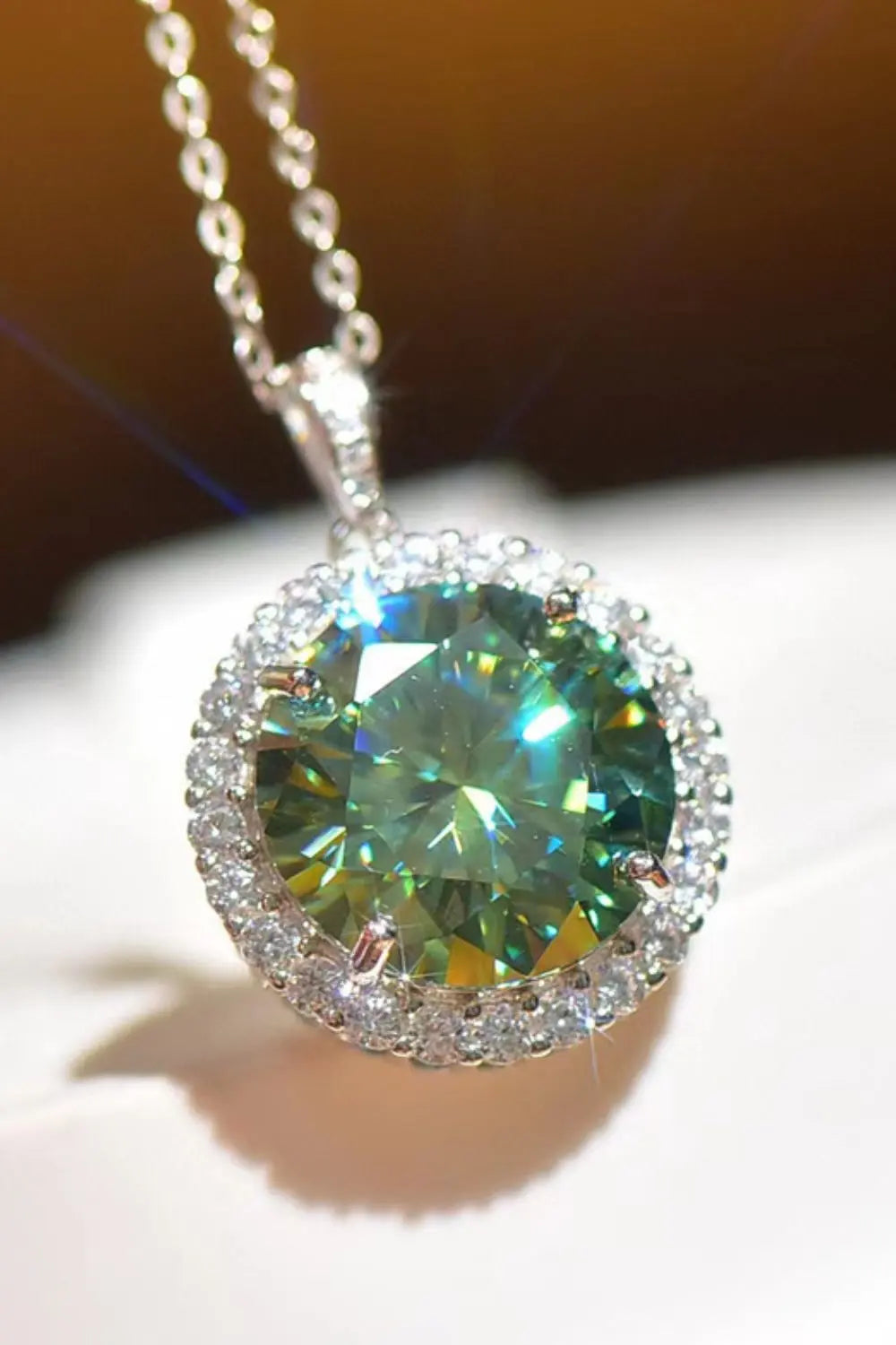 10 Carat Moissanite Pendant Platinum-Plated Necklace - SmileBen