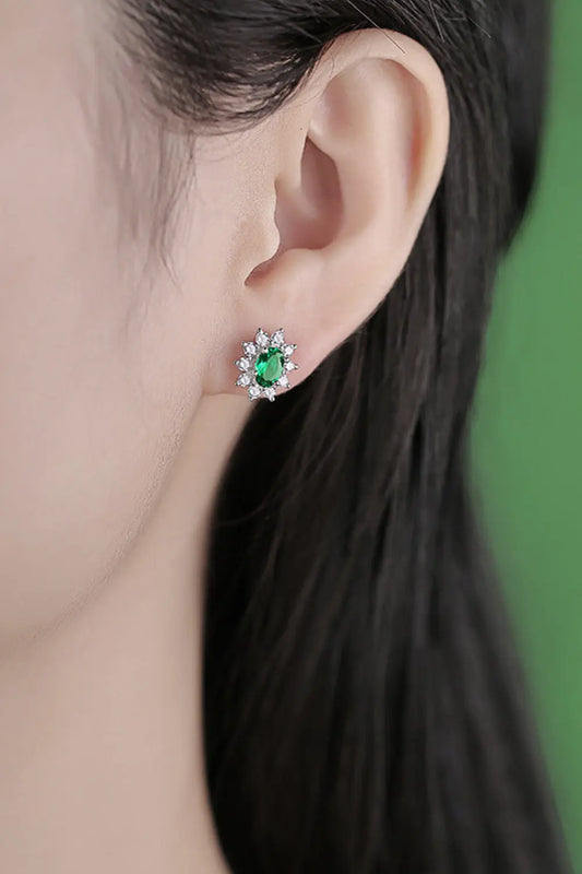 1 Carat Lab-Grown Emerald Stud Earrings - SmileBen