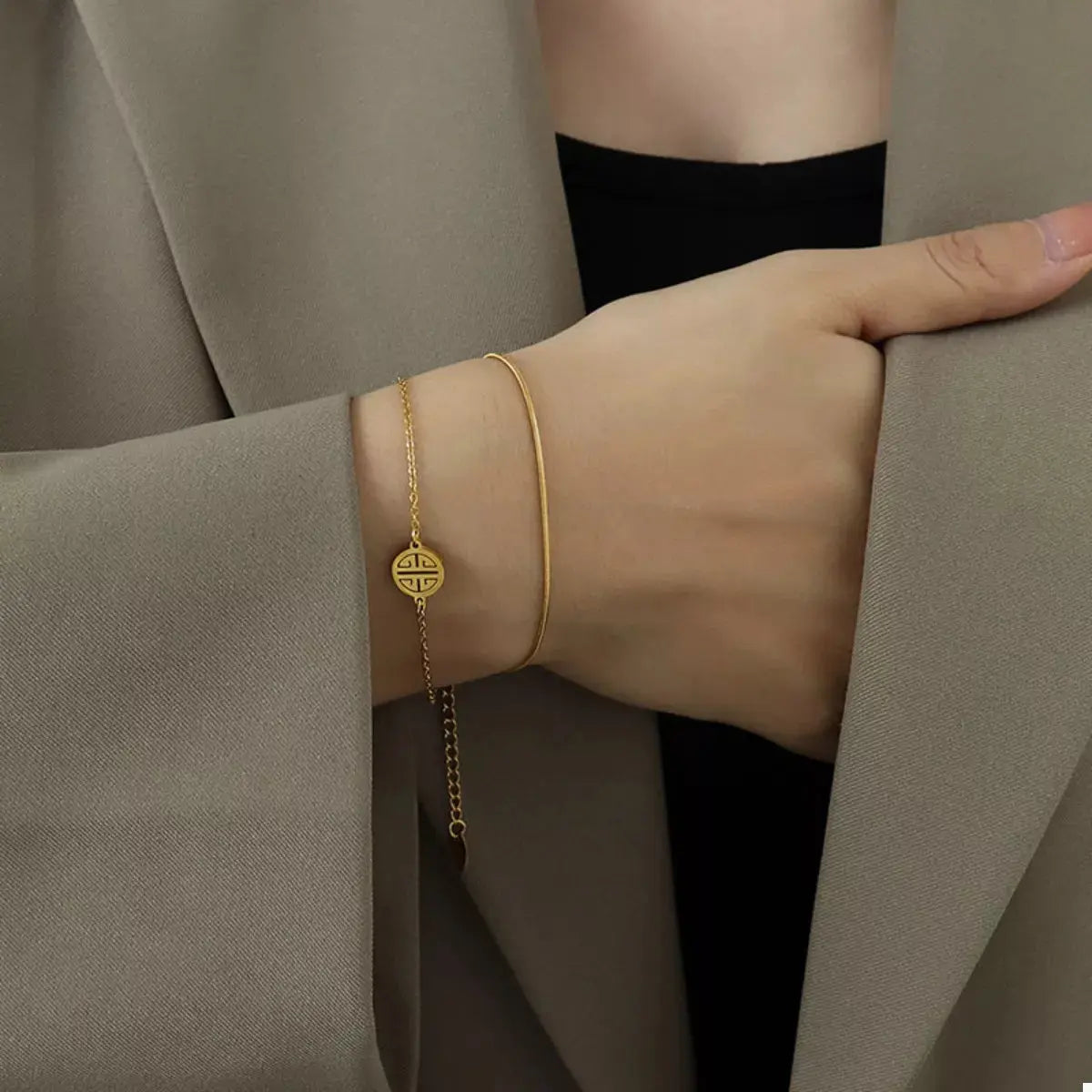 18K Gold-Plated Double Layered Bracelet - SmileBen