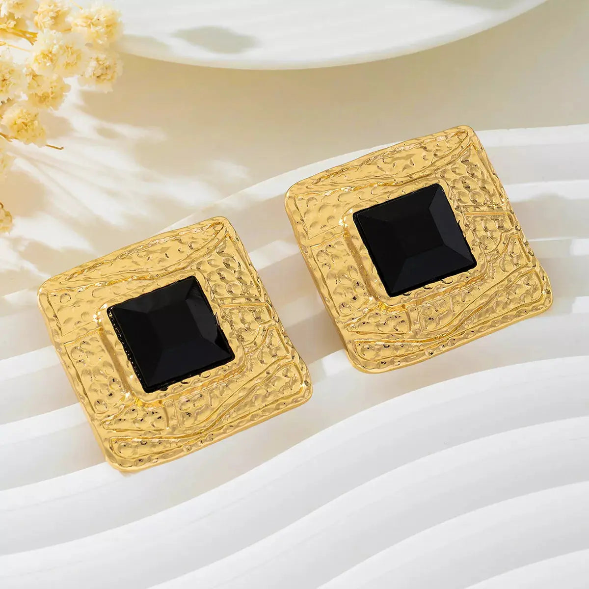 18K Gold-Plated Square Earrings - SmileBen