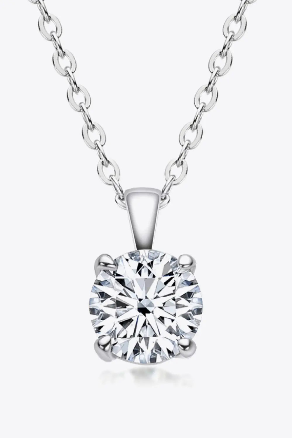 925 Sterling Silver 1 Carat Moissanite Chain-Link Necklace - SmileBen