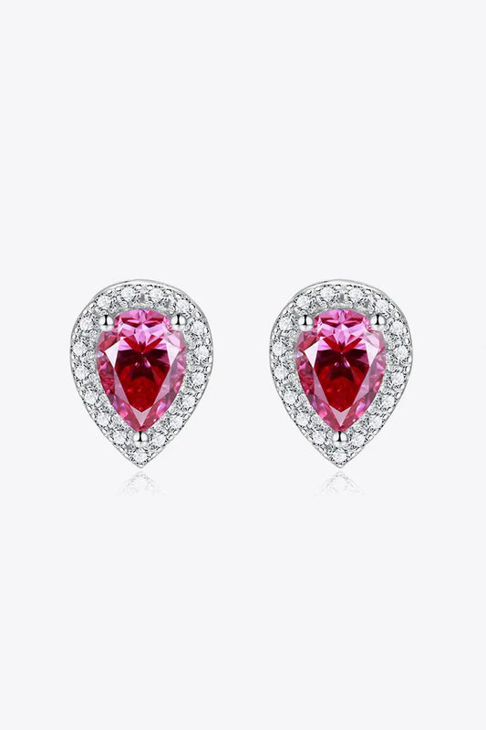 2 Carat Moissanite Teardrop Stud Earrings in Rose - SmileBen