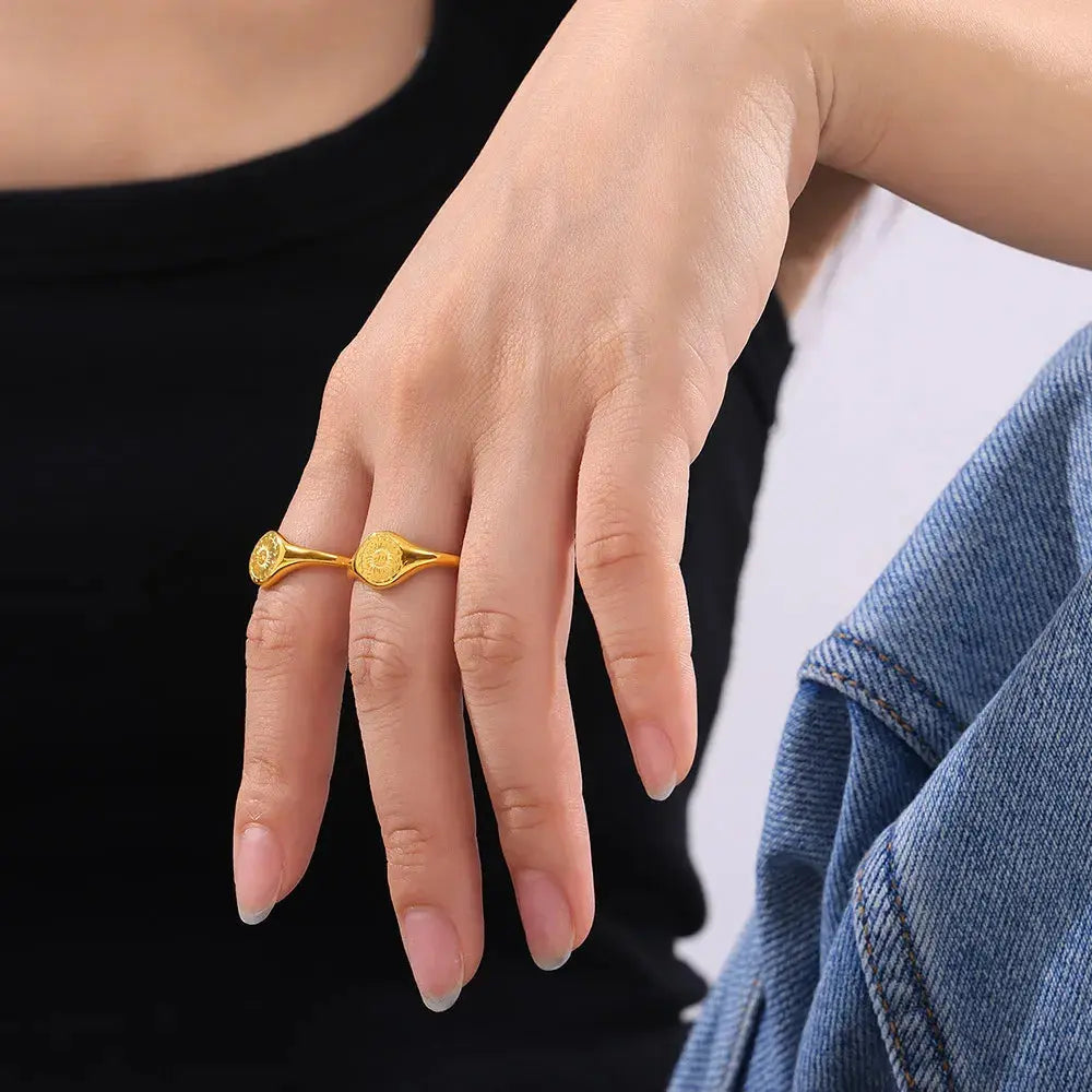 18K Gold-Plated Sun Ring - SmileBen