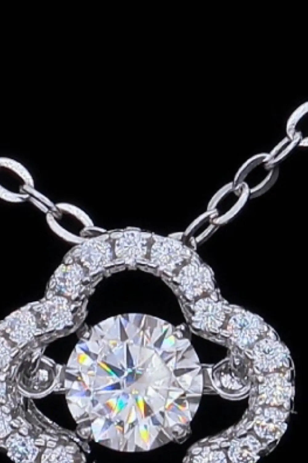 925 Sterling Silver Moissanite Flower Pendant Necklace - SmileBen