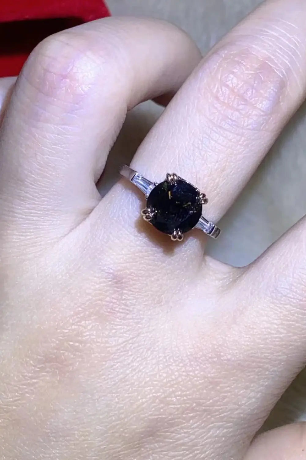 2 Carat Black Moissanite Platinum-Plated Ring - SmileBen