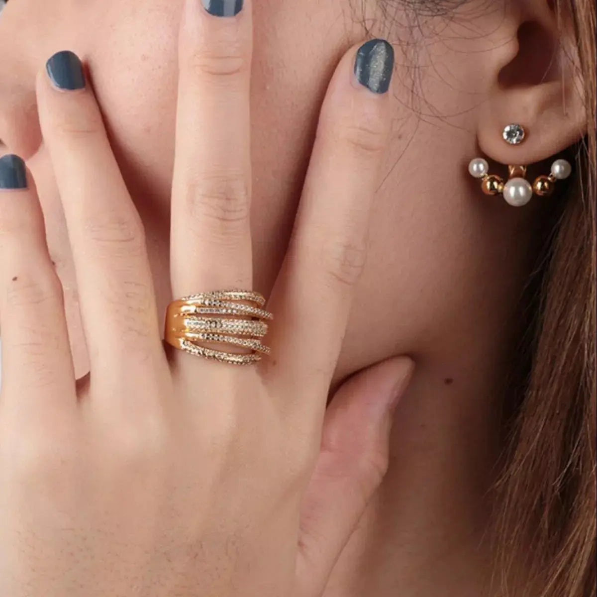 18K Gold-Plated Multi-Row Ring - SmileBen