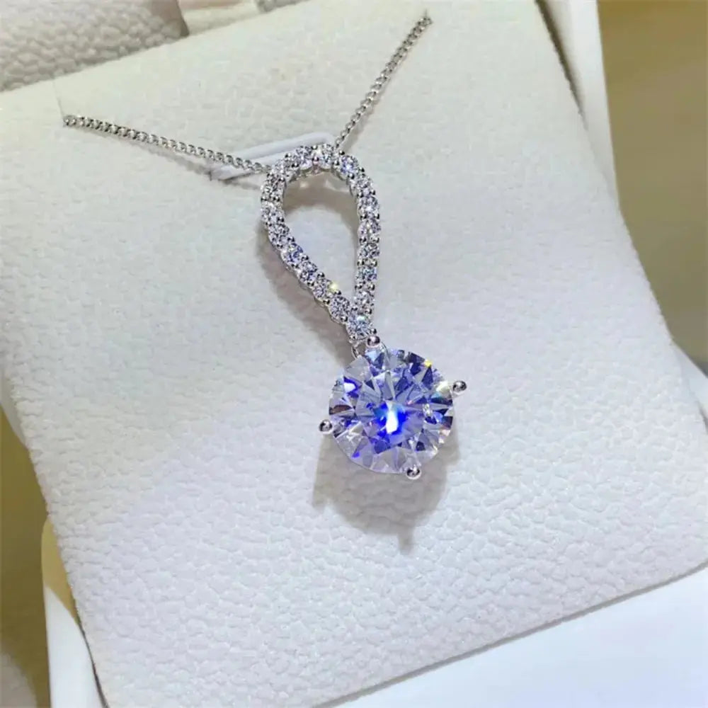 5 Carat Moissanite 925 Sterling Silver Teardrop Necklace - SmileBen