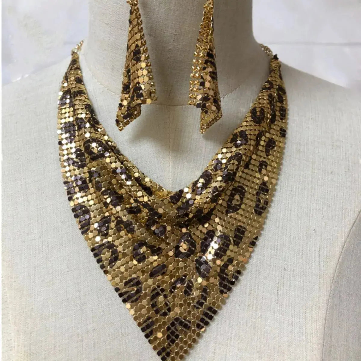 Leopard Necklace and Earrings Jewelry Set - SmileBen