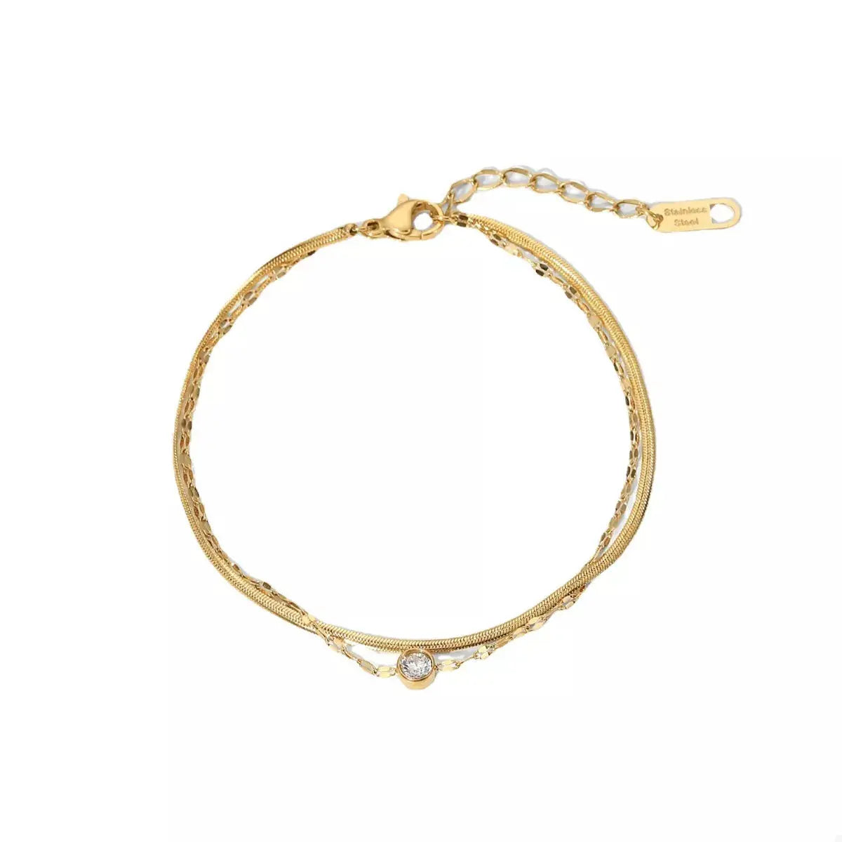 18K Gold-Plated Zircon Double Layered Bracelet - SmileBen