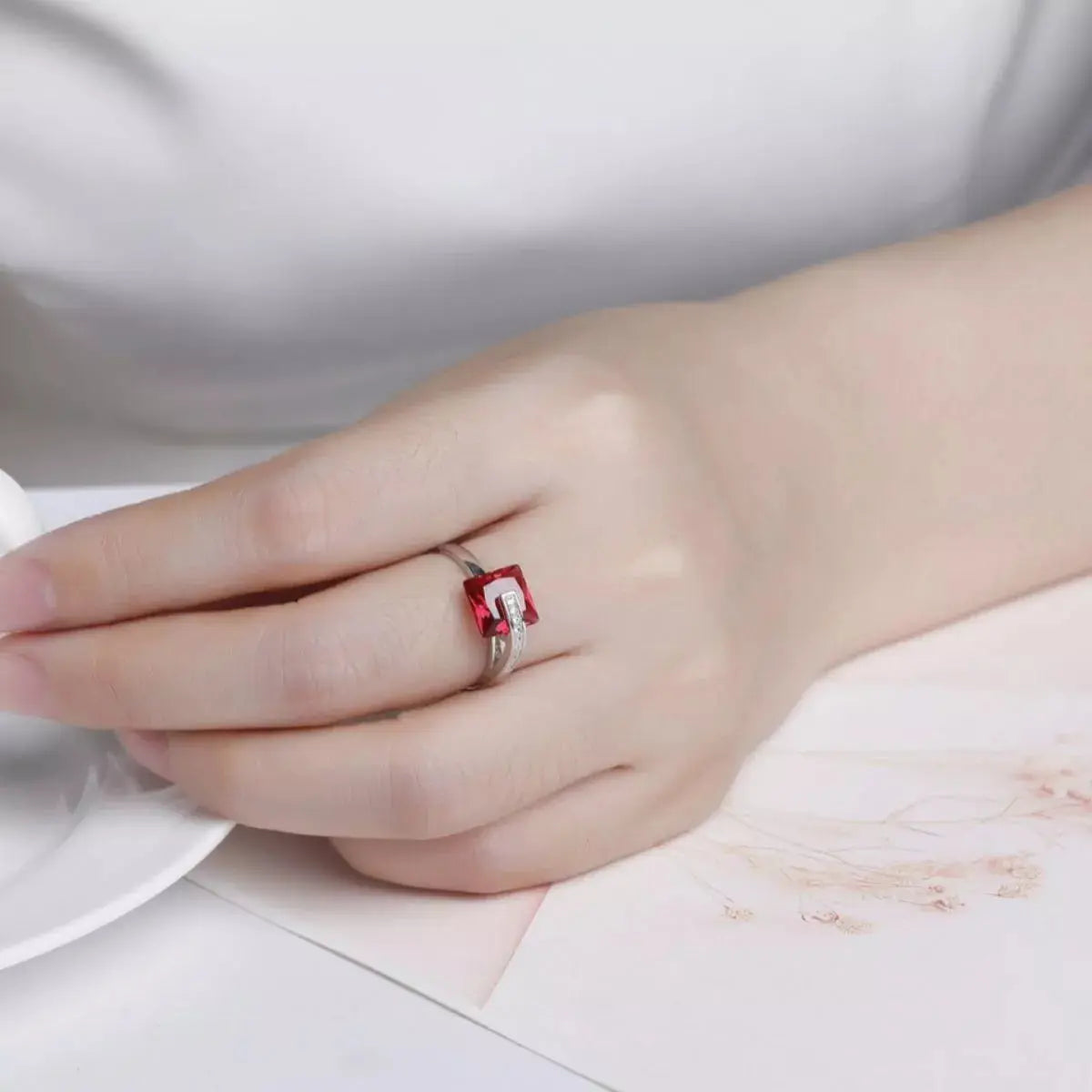 925 Sterling Silver Square Ring - SmileBen