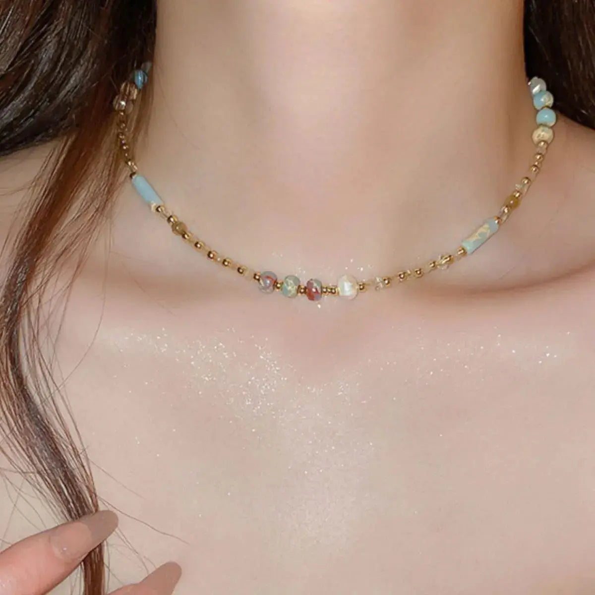 Alloy Pearl Beaded Necklace - SmileBen