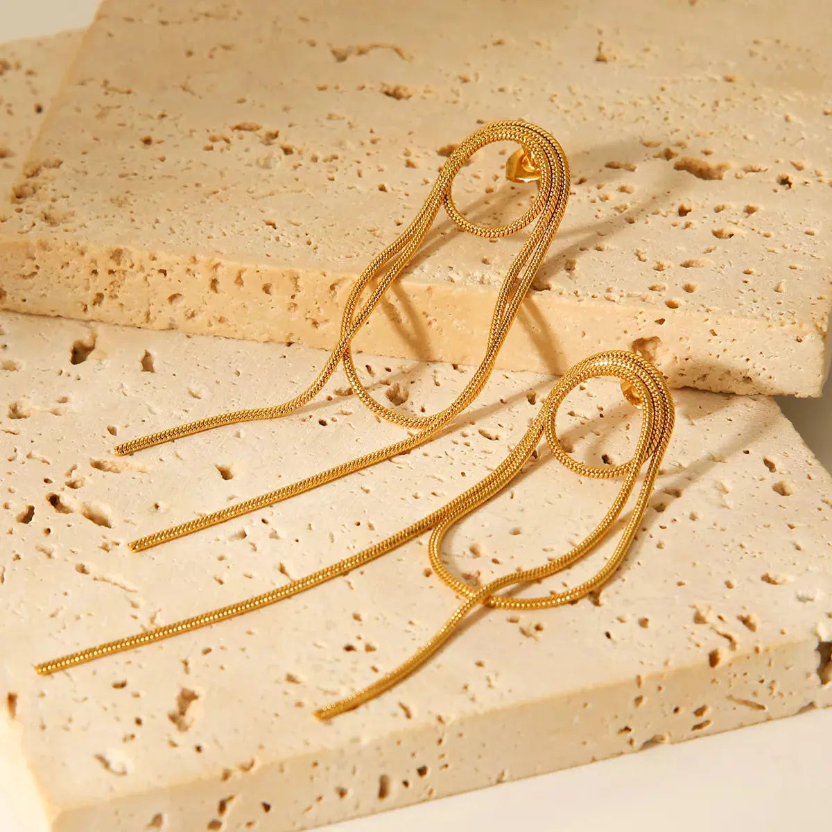 18K Gold-Plated Hoop Chain Earrings - SmileBen