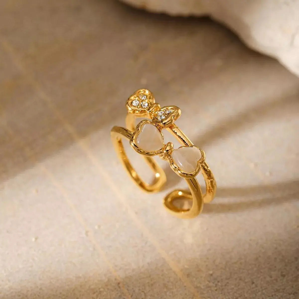 18K Gold-Plated Bow Open Ring - SmileBen