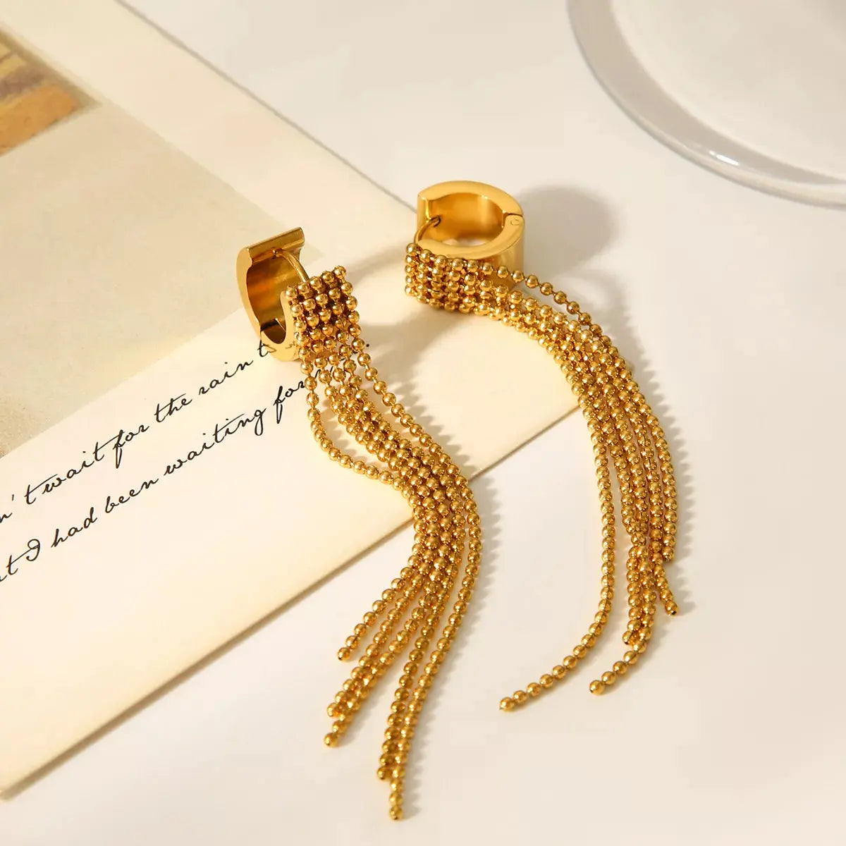 18K Gold-Plated Tassel Chain Earrings - SmileBen