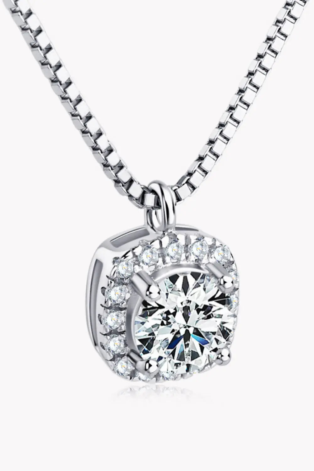 Moissanite Pendant Platinum-Plated Necklace - SmileBen