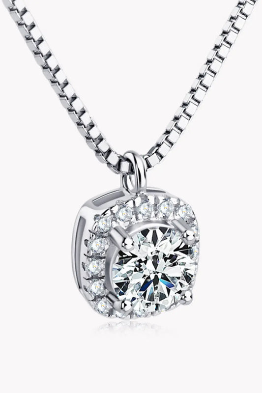Moissanite Pendant Platinum-Plated Necklace - SmileBen
