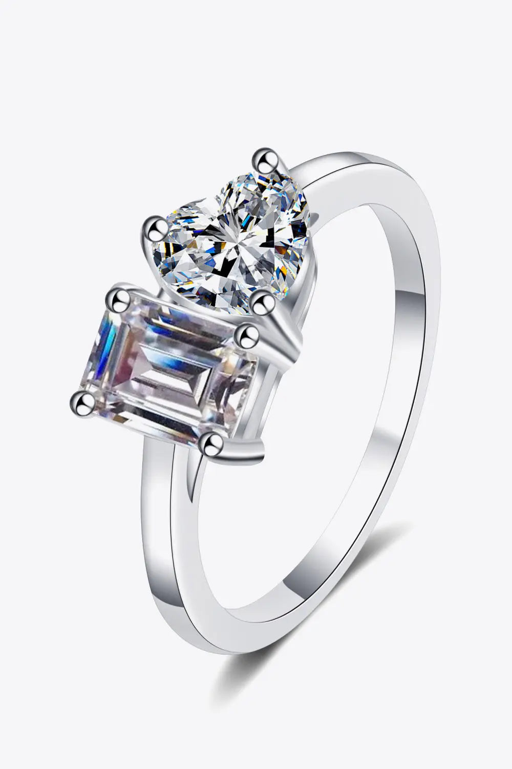 Rhodium-Plated 2 Carat Moissanite Ring - SmileBen