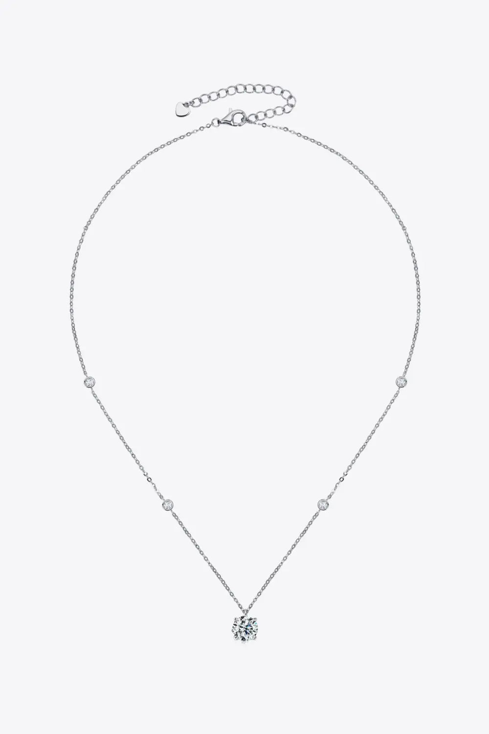2 Carat Moissanite 4-Prong 925 Sterling Silver Necklace - SmileBen