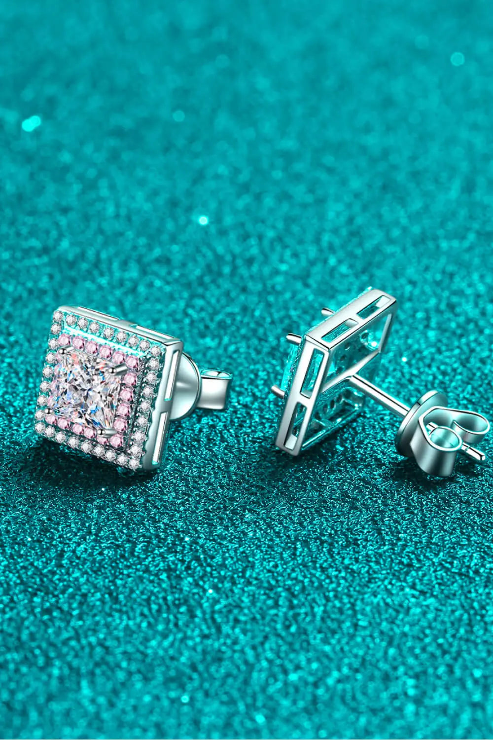 Moissanite Square Stud Earrings - SmileBen