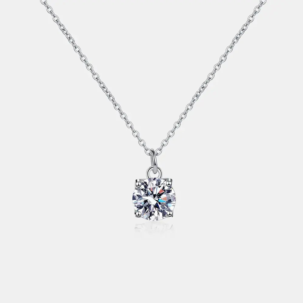 1 Carat Moissanite 925 Sterling Silver Necklace - SmileBen