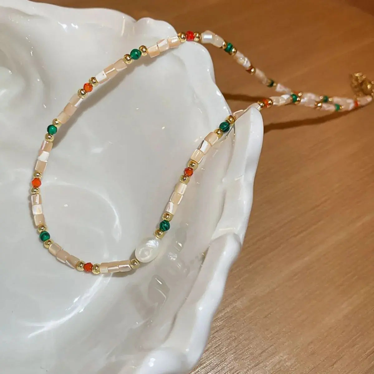 Alloy Pearl Beaded Necklace - SmileBen