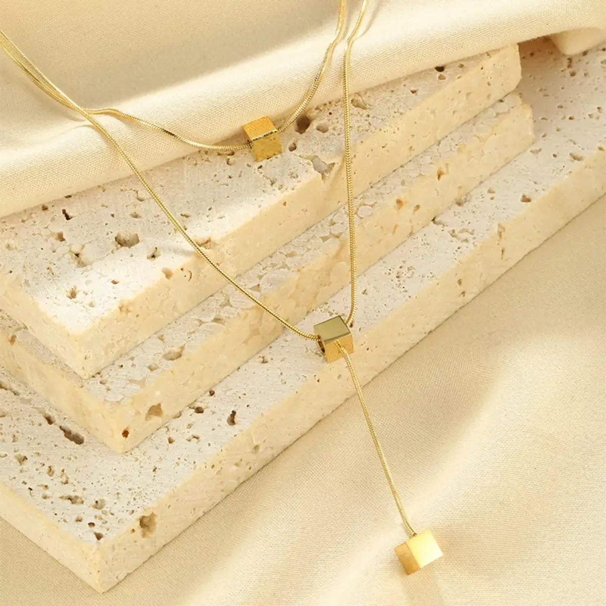 18K Gold-Plated Double Layered Geometric Necklace - SmileBen