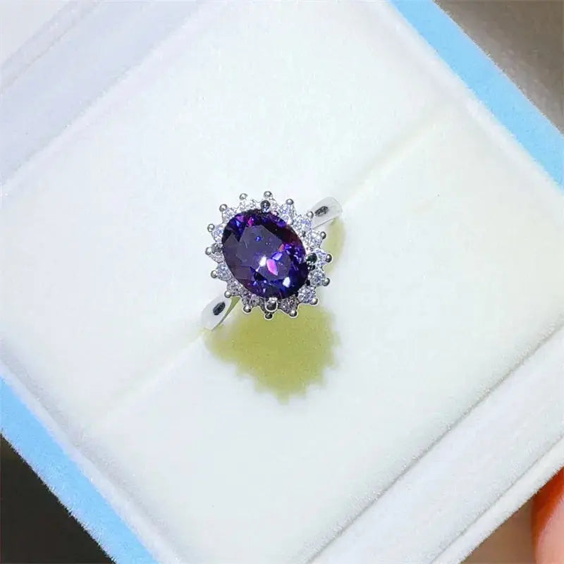 2 Carat 925 Sterling Silver Oval Moissanite Ring - SmileBen