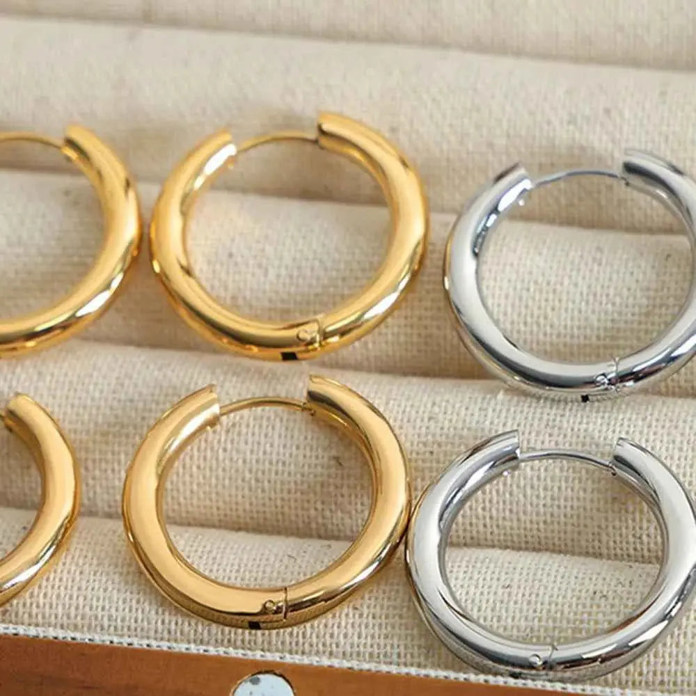 18K Gold-Plated Huggie Earrings - SmileBen