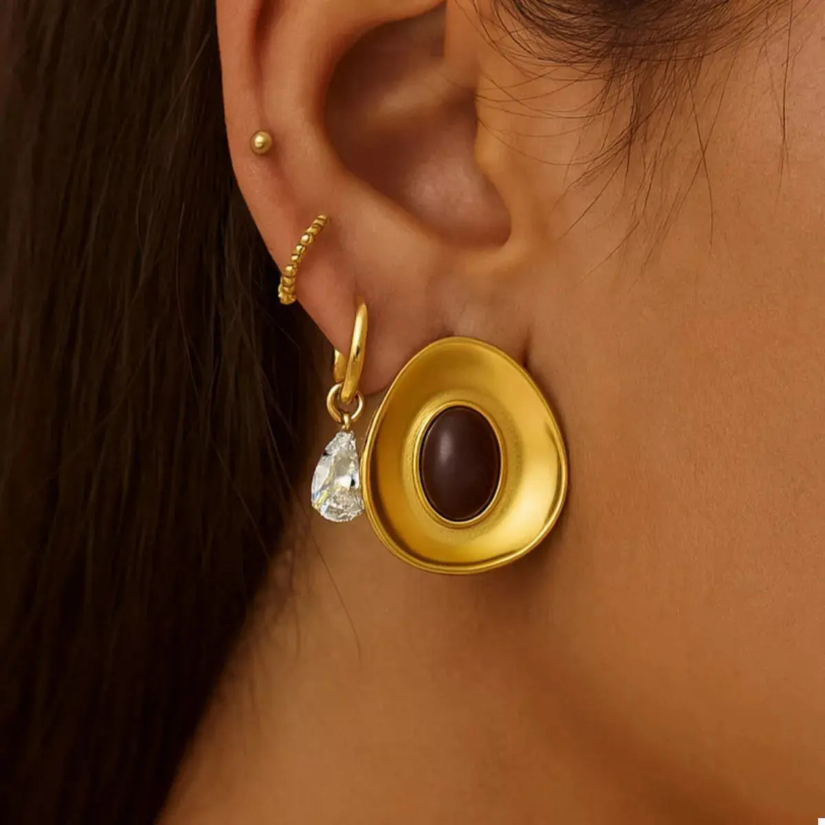 18K Gold-Plated Resin Stud Earrings - SmileBen