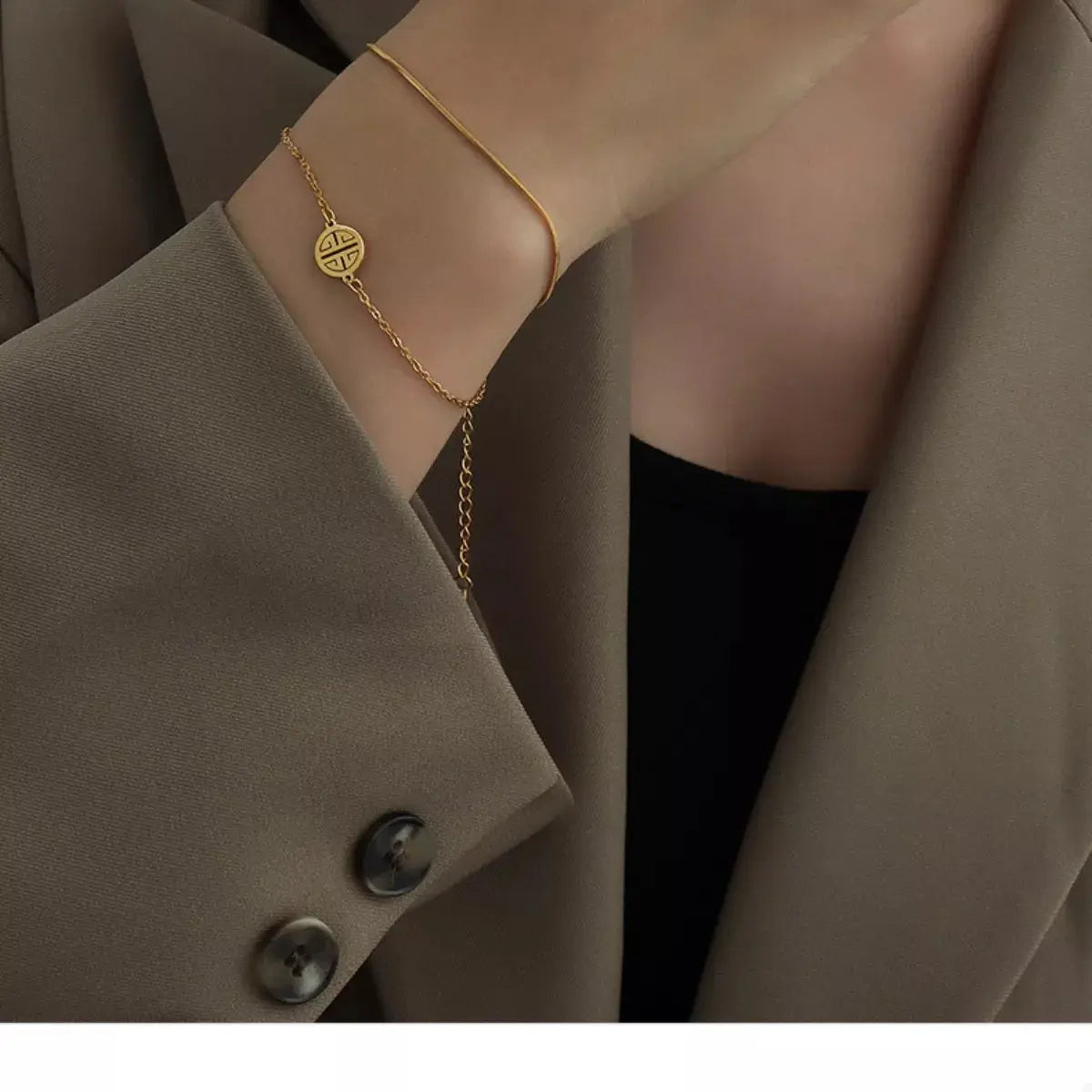 18K Gold-Plated Double Layered Bracelet - SmileBen