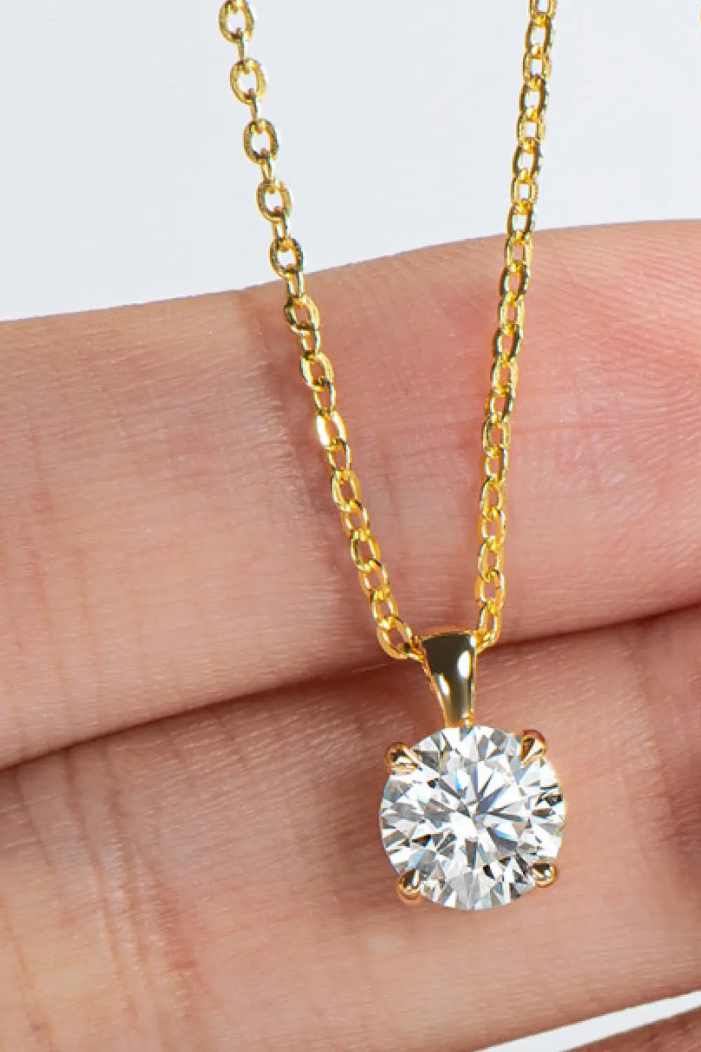 925 Sterling Silver 1 Carat Moissanite Chain-Link Necklace - SmileBen