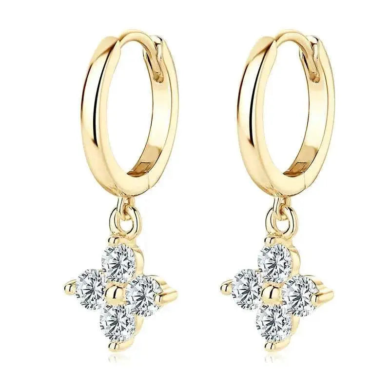 925 Sterling Silver Moissanite Hoop Drop Earrings - SmileBen