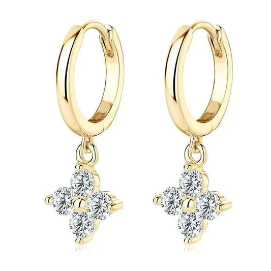 925 Sterling Silver Moissanite Hoop Drop Earrings - SmileBen