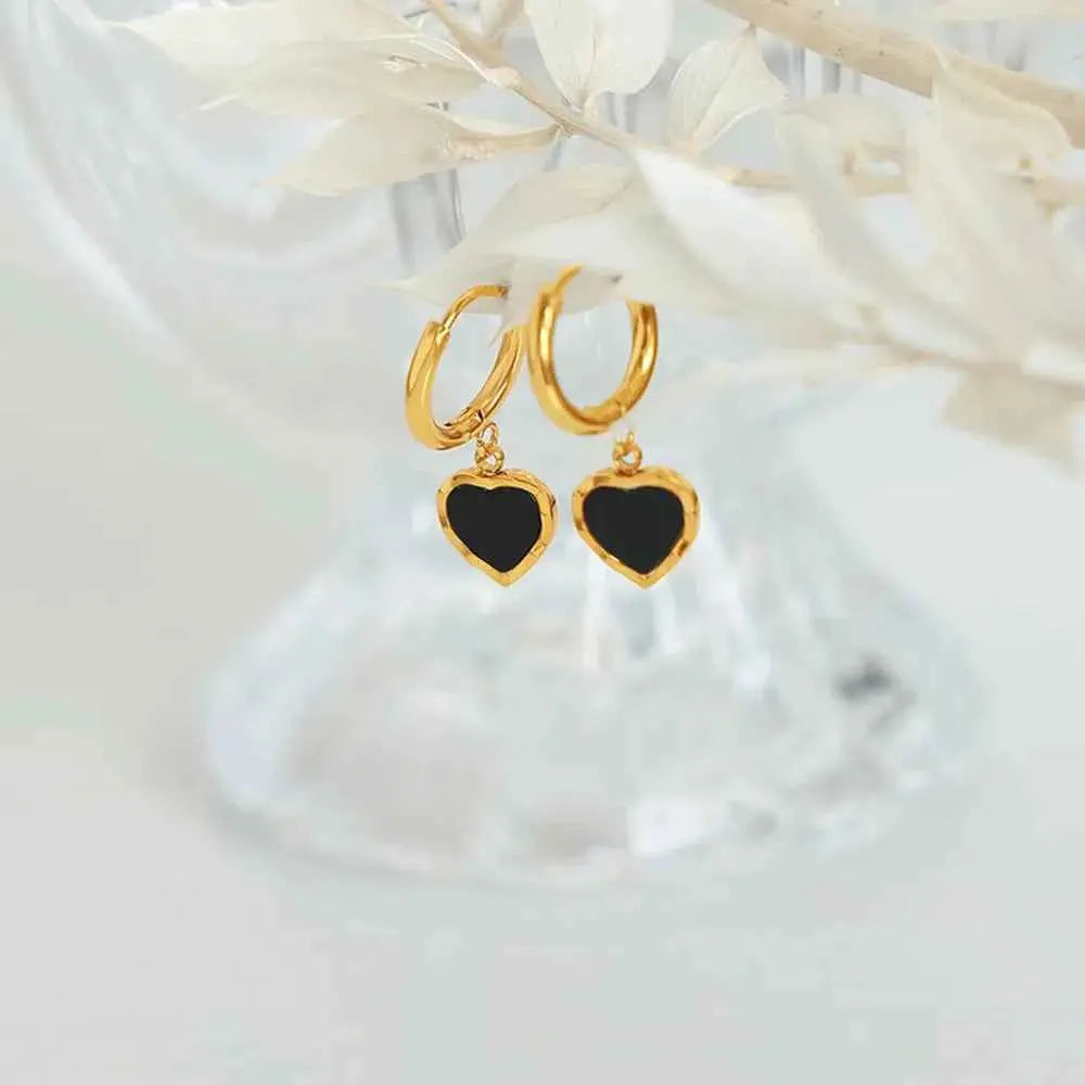 18K Gold-Plated Heart Drop Earrings - SmileBen