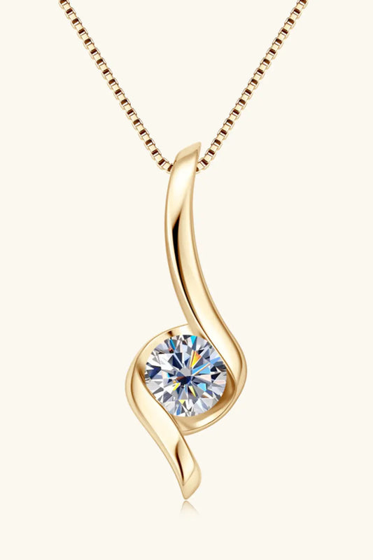 1 Carat Moissanite 925 Sterling Silver Necklace - SmileBen
