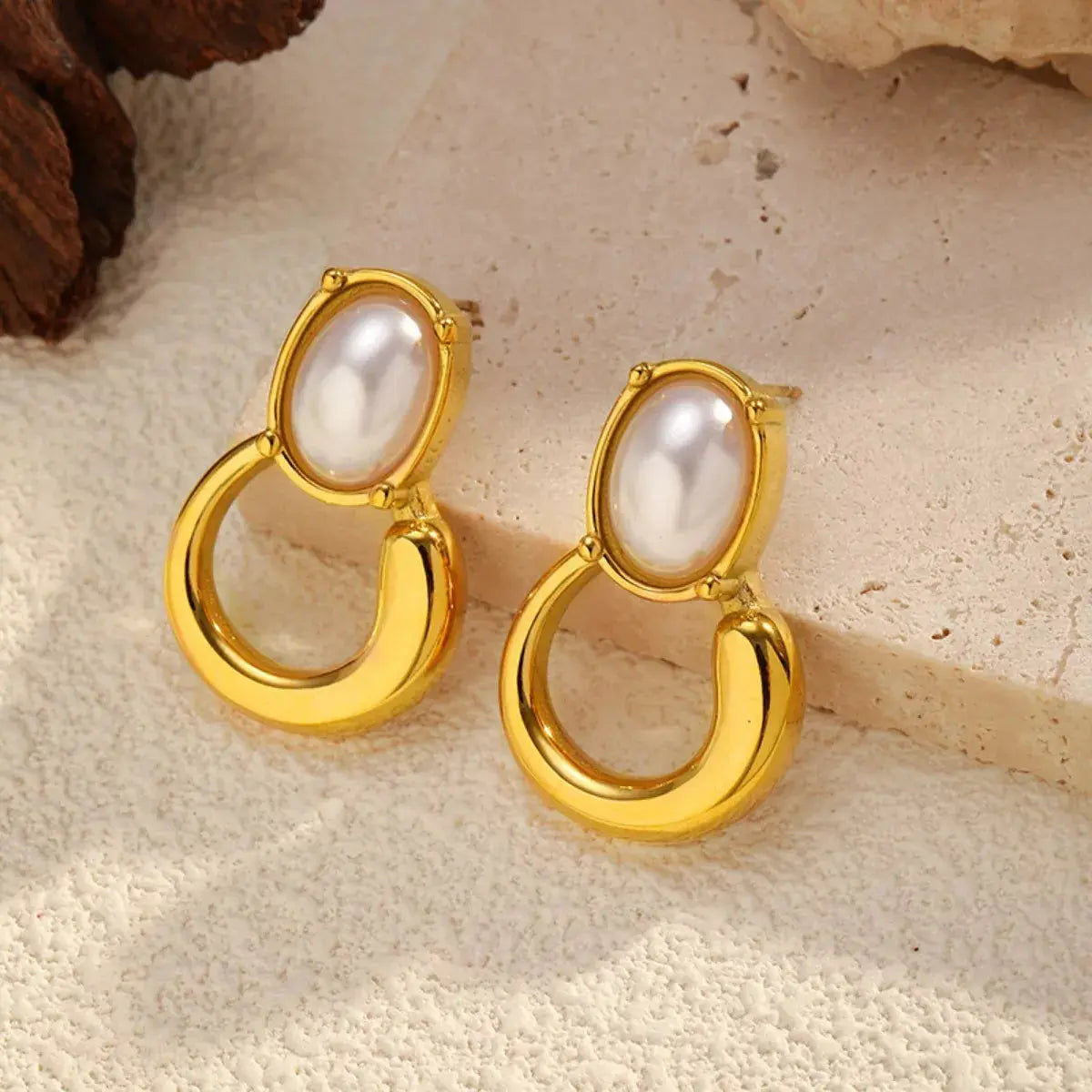 18K Gold-Plated Pearl Earrings - SmileBen