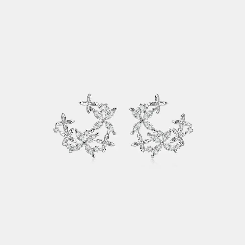 925 Sterling Silver Moissanite Lucky Clover Earrings - SmileBen
