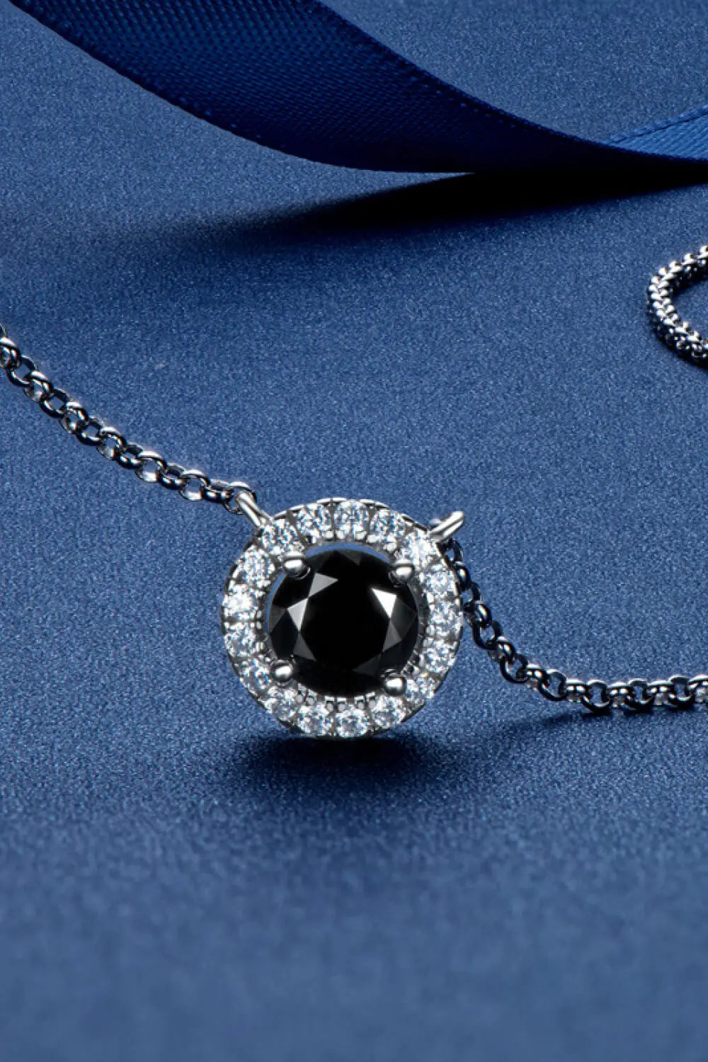 Two-Tone 1 Carat Moissanite Round Pendant Necklace - SmileBen