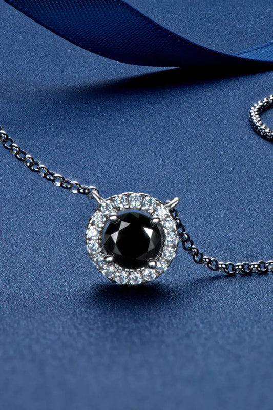 Two-Tone 1 Carat Moissanite Round Pendant Necklace - SmileBen