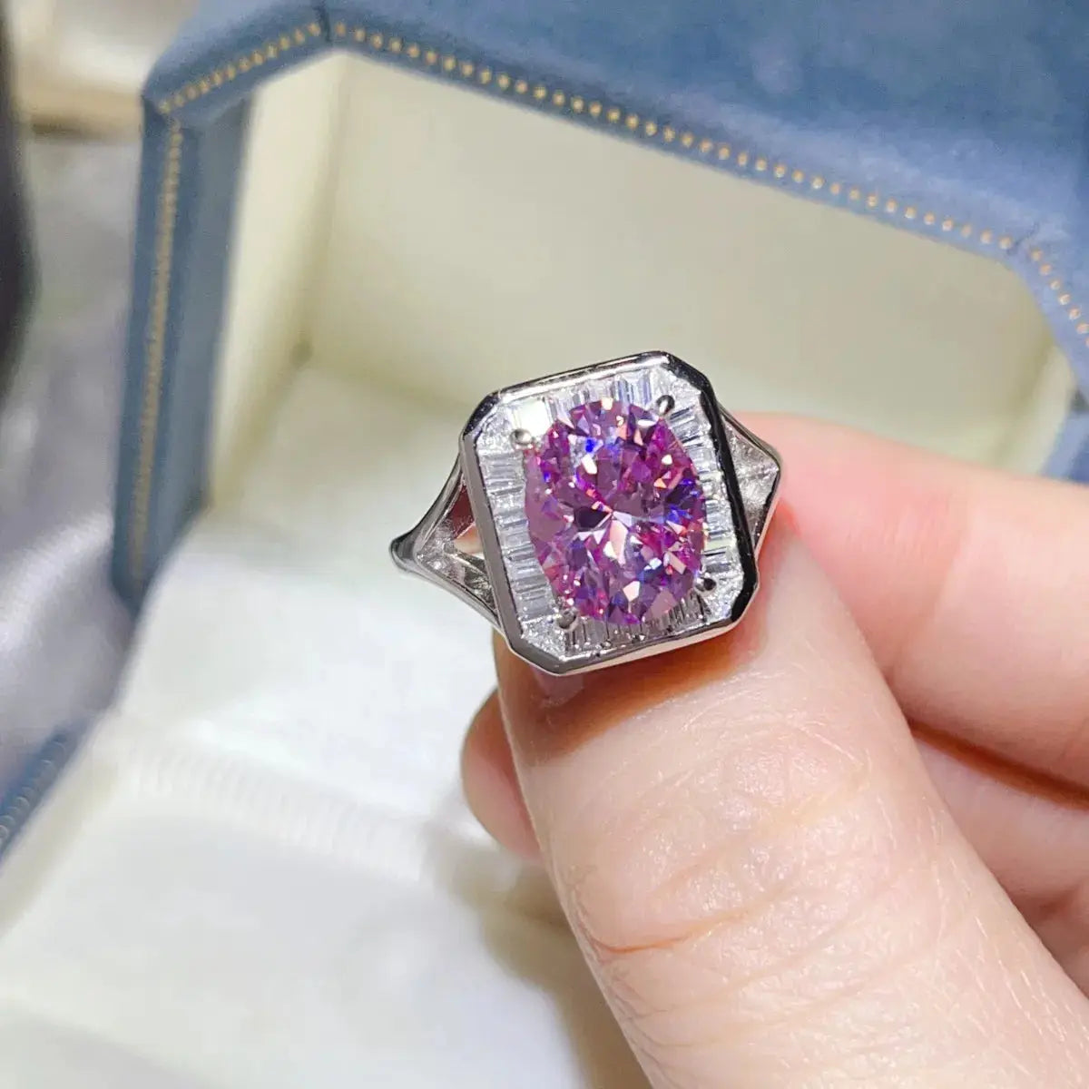 3 Carat Moissanite Square Ring - SmileBen