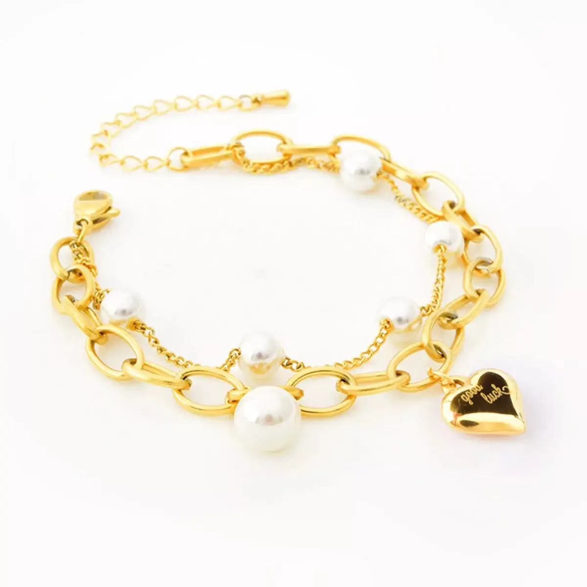 18K Gold-Plated Heart Charm Bracelet - SmileBen