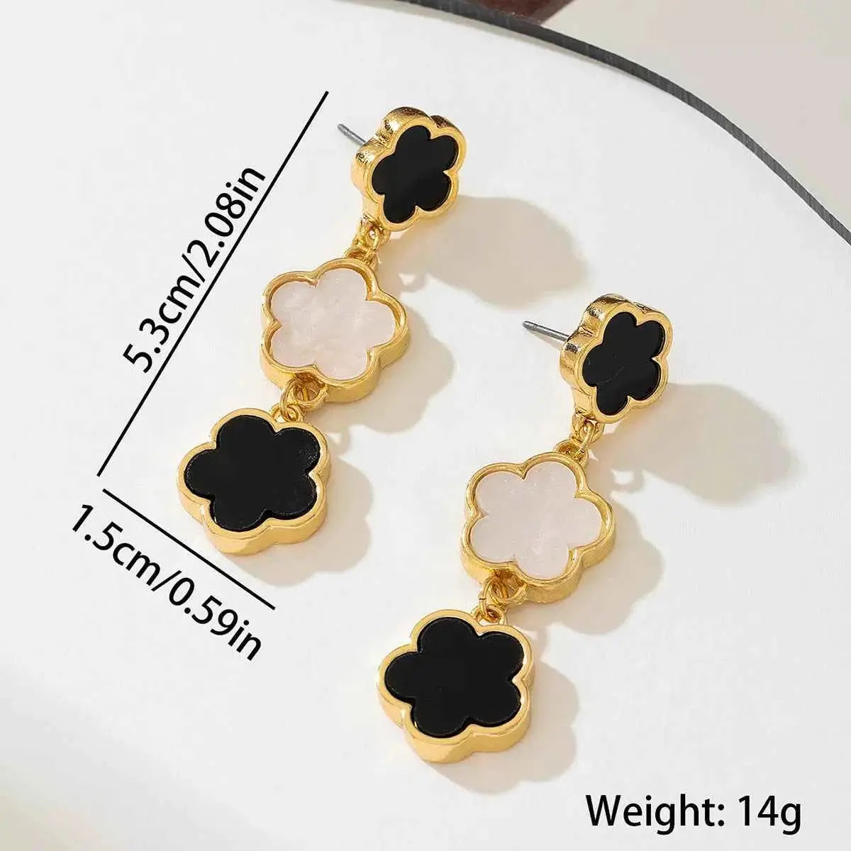 18K Gold-Plated Clover Drop Earrings - SmileBen