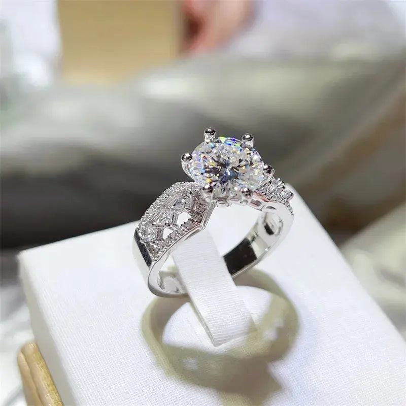 3 Carat 925 Sterling Silver Moissanite Ring - SmileBen