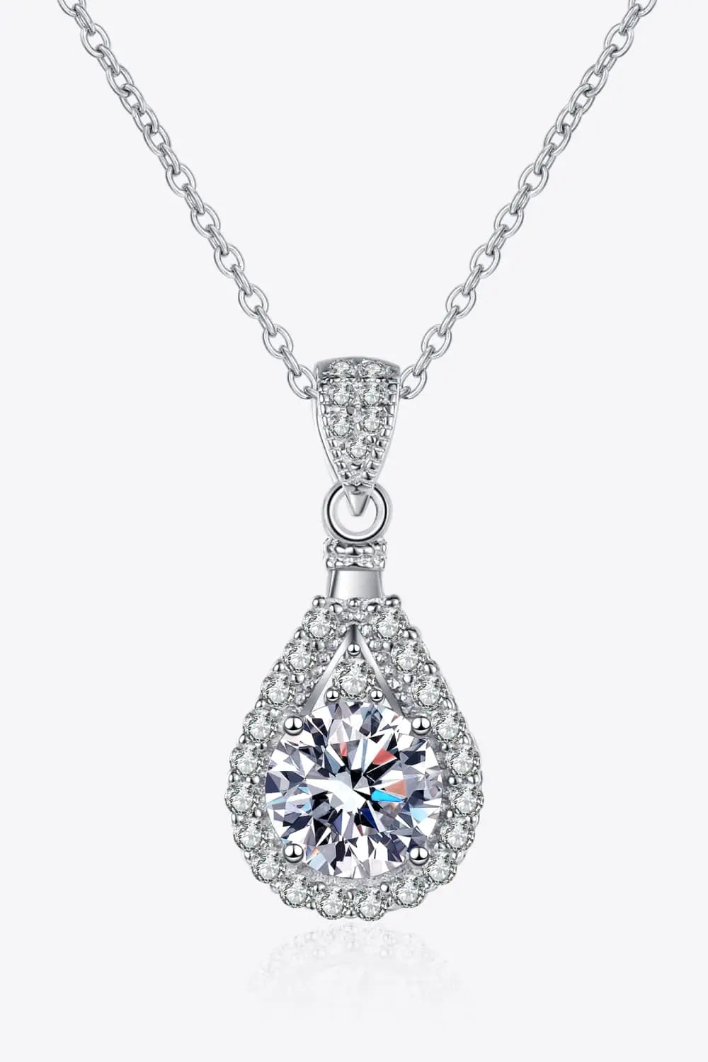 2 Carat Moissanite Teardrop Pendant 925 Sterling Silver Necklace - SmileBen