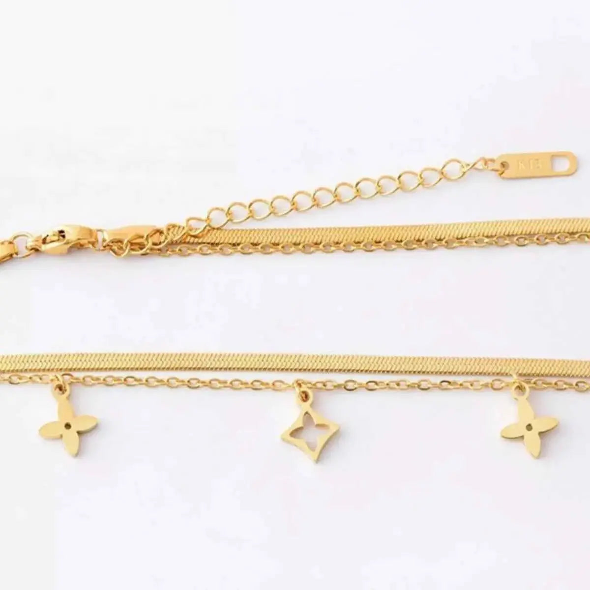 18K Gold-Plated Double Layered Charm Necklace