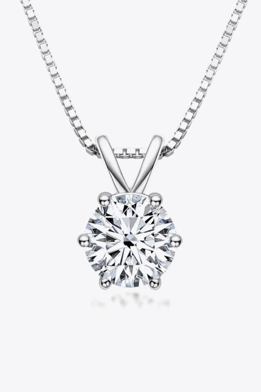 925 Sterling Silver 1 Carat Moissanite Pendant Necklace - SmileBen